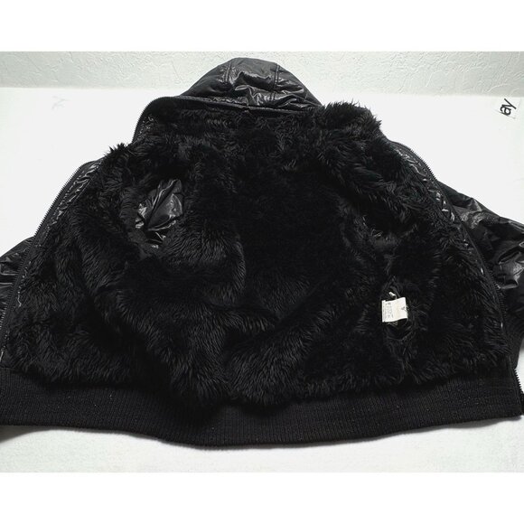 IZZUE Women Coat Sz XS Black Faux Fur Line Full Zip Face Pockets Bomber 9-11 - Picture 7 of 14
